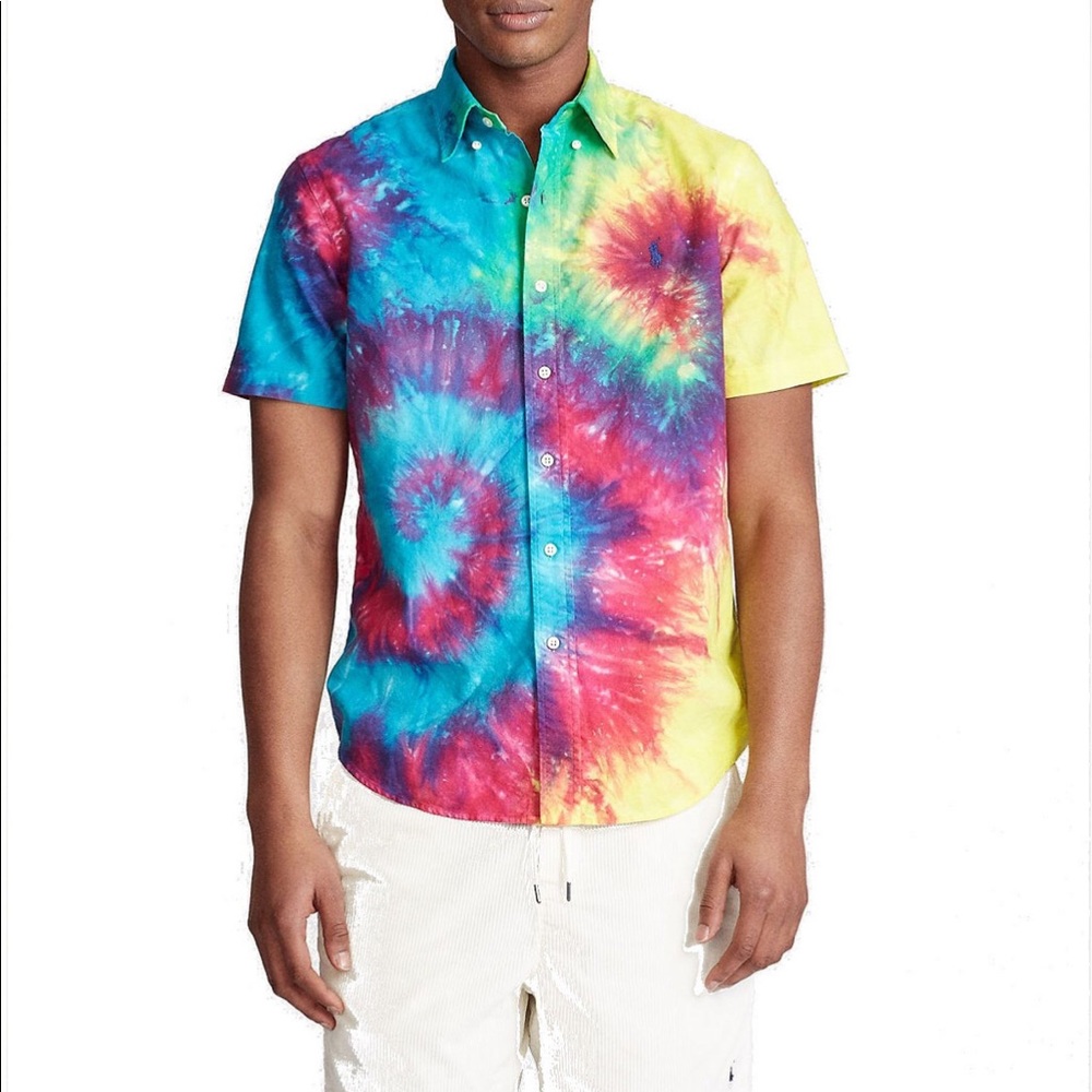 POLO Men’s Tie dye short sleeve Oxford shirt